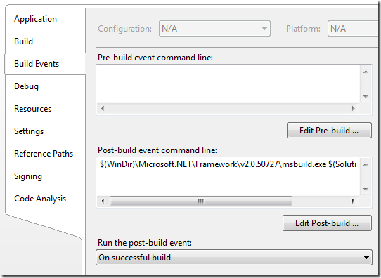 VS2005 post build event